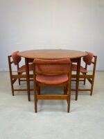Rare Danish Mid Century Arne Hovmand-Olsen Teak Dining Table & Chairs  - Image 4