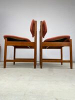 Set of four mid-century Danish teak dining chairs 1960s Ireland newly upholstered terracotta