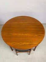 Nathan Mid-Century Teak Extending Round Dining Table & Four Nesting Chairs | c.1960s - Image 6