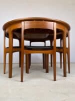Nathan Mid-Century Teak Extending Round Dining Table & Four Nesting Chairs | c.1960s - Image 4