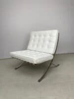 Barcelona-Style Lounge Chair — White Leather & Chrome - Image 10