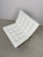 Barcelona-Style Lounge Chair — White Leather & Chrome - Image 5