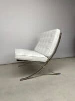 Barcelona-Style Lounge Chair — White Leather & Chrome - Image 8