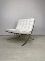 Barcelona-Style Lounge Chair — White Leather & Chrome - Image 4