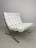 Barcelona-Style Lounge Chair — White Leather & Chrome - Image 9