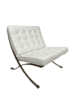 Barcelona-Style Lounge Chair — White Leather & Chrome