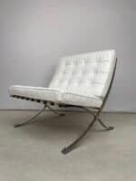 Barcelona-Style Lounge Chair — White Leather & Chrome - Image 11