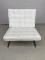 Barcelona-Style Lounge Chair — White Leather & Chrome - Image 3