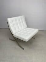 Barcelona-Style Lounge Chair — White Leather & Chrome - Image 13
