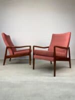 Pair of Danish Mid-Century Armchairs in Rose Pink Velvet - Image 9