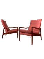 Pair of Danish Mid-Century Armchairs in Rose Pink Velvet
