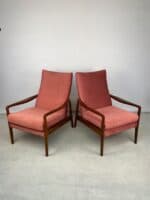 Pair of Danish Mid-Century Armchairs in Rose Pink Velvet - Image 5