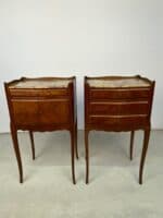 Pair of French Louis XV Style Bedside Tables with Marble Tops - Image 6